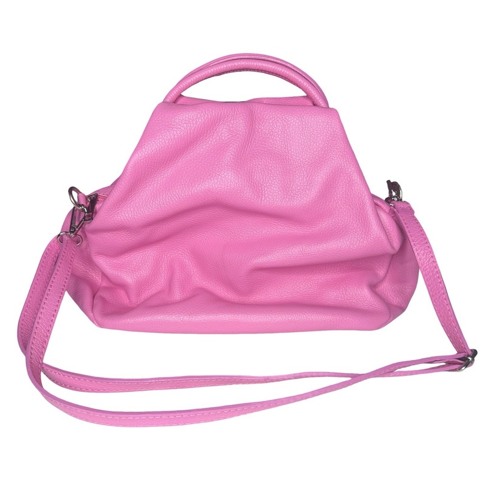 New Borse In Pelle Slouchy Dumpling Bag Leather Bubblegum Pink Two Way Italy